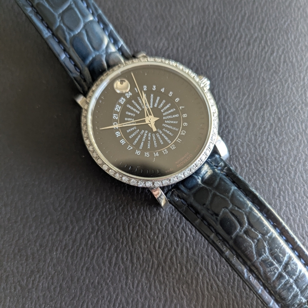 Movado Black and Silver World Time Watch - Picture 6 of 14